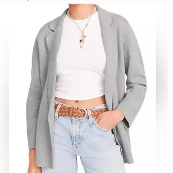 J Crew Eloise Open Sweater Blazer XS Heather Grey EUC Merino Wool Blend BA552 - Picture 1 of 9